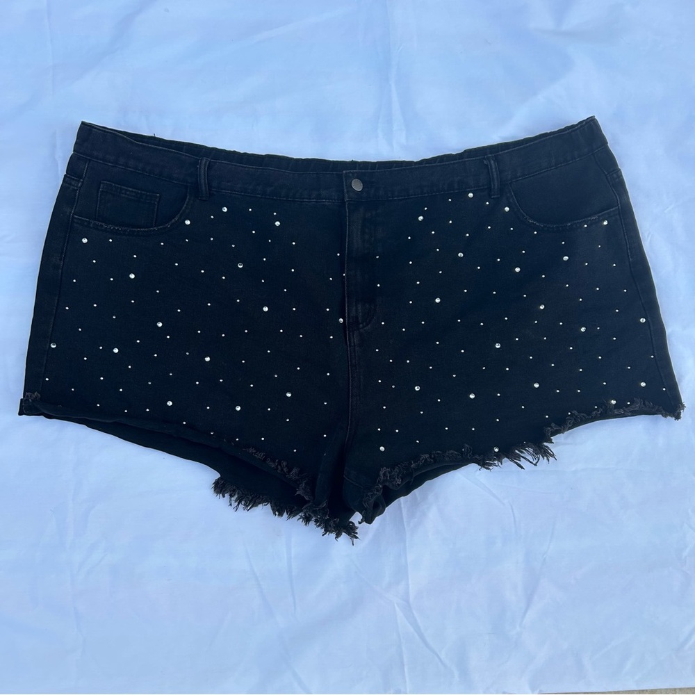 SHEIN Black Studded Jean Shorts